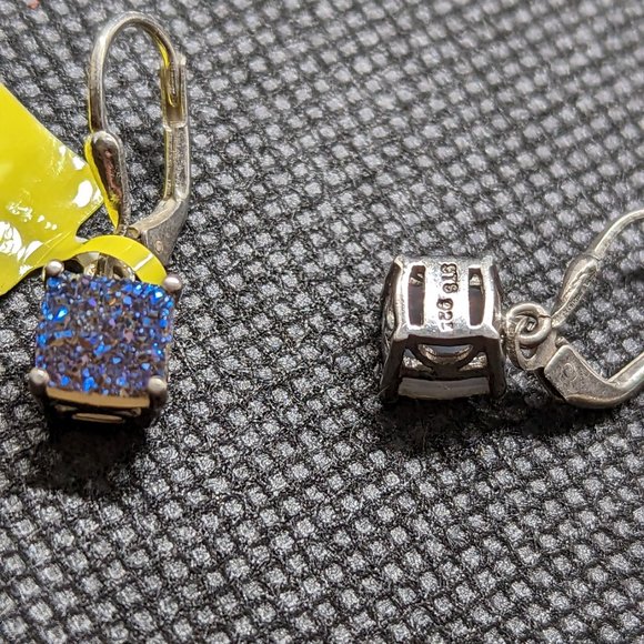 Druzy Quartz Cabochon Earrings NWT - Picture 3 of 3